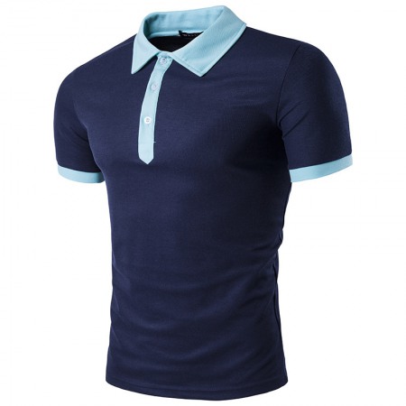 Men's Short-Sleeved T-Shirt Polo Shirt Business Version Solid Color