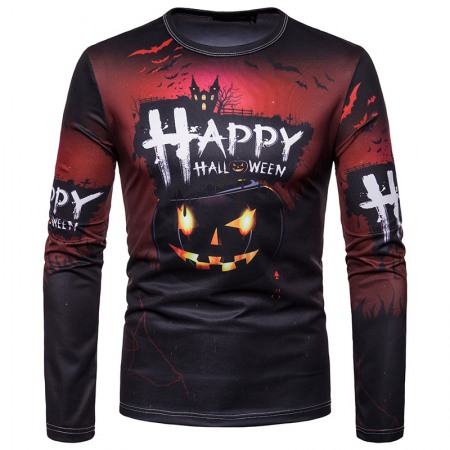 Explosive Halloween 3D Printing Round Neck Long Sleeve